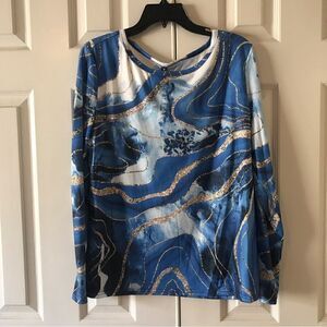 Blue Marble Print Top